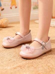 1 Pair Toddler Girls' Low Vamp Princess Leather Shoes, Bowknot, Waterproof Non-Slip Infant Crawling Shoes, Soft Bottom Vintage Mary Jane Shoes, Breathable Casual Shoes, Suitable For Spring, Summer, Autumn - Pink - View 8