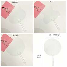 1个散装圆形涂鸦表演空白手扇 DIY 手工艺品用品 透明绘画儿童 - 1PC - 查看 4