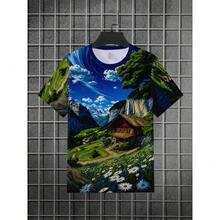 Men's 3D -Over Print Short Sleeve T-Shirt - Summer Breathable Round Neck Casual Top With Botanical & Foliage Patterns, Soft Machine-Washable Fabric Suitable For Young Men's Streetwear & Everyday Summer Wear - 彩色 - 查看 2