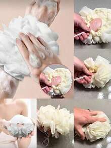 3/2/1 Pcs Loofah Sponge With Drawstring, 2-In-1 Exfoliating Mesh Bath Sponge Ball, Suitable For Men And Women - Multicolor - View 4