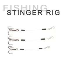 3pcs/Set Carbon Line Triple Hook Fishing Rig, European Pike Stinger Rig Specialized For Zander - C - View 1