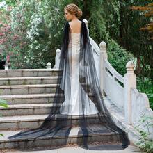 1件极简主义新娘婚礼配饰，3米长柔软时尚单层教堂式头纱 - 彩色 - 查看 8