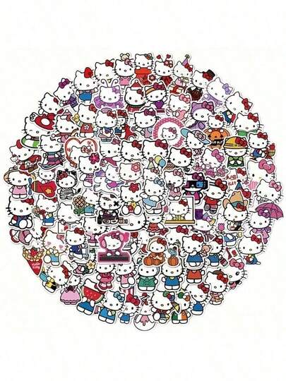 50张/套 Hello Kitty 手机壳贴纸、Kuromi 贴纸、防水贴纸、DIY 贴纸、装饰贴纸、卡通贴纸、行李箱贴纸、笔记本水瓶吉他贴纸