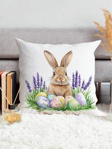 1 chiếc vỏ gối trang trí in hình thỏ Phục Sinh mềm mại, thoải mái, một mặt (không bao gồm ruột gối), thích hợp cho phòng ngủ, phòng khách, ghế sofa, trang trí tiệc. - Nhiều màu - Xem 6