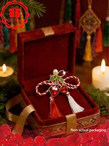 1pc Handmade Red & White Tassel Cherry Brooch, Comes With Gift Box, 2026 March 1st Holiday Style Accessory, Perfect For Holiday Gifts And Family Gatherings - Tassel Cherry Brooch - View 4