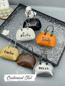 Customized Personalized Mini Handbag Pendant - A Cute Handbag Pendant With A Personalized Name, A Customized Mini Handbag Pendant With A Name - A Fashionable Handbag Pendant Suitable For Handbags, Backpacks And Keys, A Leather Personalized Handbag Pendant With A Silver Chain - Multicolor - View 2
