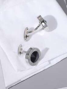 2pcs Geometric Round Cufflinks, Fashionable Cuff Links Gift For Men - Multicolor - View 2