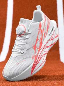 女士春夏渐变网面系带透气舒适跑步鞋，轻便减震时尚运动休闲鞋，夜光跑步鞋 - 白紅 - 查看 10