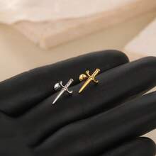 SWANJO 1 pieza Pendientes de botón con forma de titanio para mujer, con rosca interna para piercing de trago y hélix, joyería corporal - TC356 - Ver 4