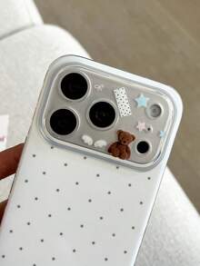 Cute Star Polka Dot Transparent Soft Phone Case For IPhone 17 ProMax 17 Pro 17 16 15 14 Pro Max, Shiny Anti-Drop Protective Cover, Gift Case - Little White Star - View 3