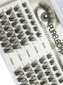 60片D型卷翘DIY假睫毛，自然卷翘，轻盈柔软，方便携带，新手友好，易于使用，可重复使用，8/10/12/14/16mm混合卷翘睫毛簇，睫毛簇，单根假睫毛，假睫毛 - D - 查看 4