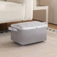 家用衣物收纳箱，适用于衣柜、衣物和毯子，整理篮，大容量搬家袋 - 节省空间，可折叠 - 适合衣柜、床底和汽车运输 - 易于清洁的衣物和玩具收纳方案 - 彩色 - 查看 17