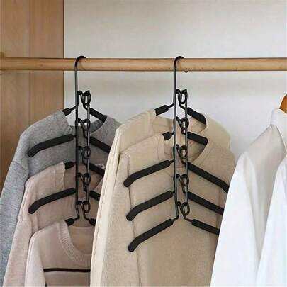 5-Tier Clothes Hanger Maximizes Your Closet Space! Multi-Functional Wardrobe Organizer, Portable Folding Clothes Rack, 5-Layer Metal Sponge Hanger Detachable, High-End Magic Non-Slip Multi-Purpose Storage Hanging Rack