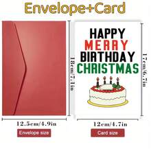 Interesting And Creative Birthday Card, Suitable For Anyone, Merry Christmas & Happy Birthday Card With Envelope, Funny December Birthday Gift Idea, Happy Eid Mubarak - Single Piece - View 3