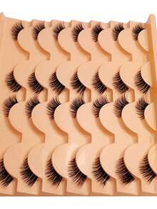 Rikuaild 14 Pairs Half Eye Cat Eye False Eyelashes, Fluffy Soft Natural Look With Clear Band, 3D Lashes Suitable For Eid Holiday, Party, Wedding, Bridesmaid, Travel, Vacation, Beach, Dating, Music Festival, Spring Day Makeup - Multicolor - View 10