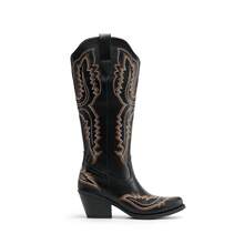 Cowboy Knee High Boots For Women Western Retro Embroidered Cowgirl Boots Fashion Narrow Square Toe Comfortable Vintage Side Zipper Tall Boots For Ladies - 黑色 - 查看 5