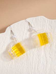 1 Pair Cute Beer Mug Design Earrings, Suitable For Parties And Daily Wear - Silver - View 3