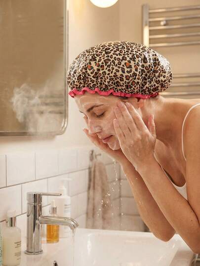 1개 여성용 탄성 샤워캡 - 여러 번 재사용 가능. 매일 헤어 케어를 위한 샤워 헤어캡. 머리 감을 때 사용하는 샤워캡. 주방 방연 헤어 마스크. 습기 방지를 위한 특수 헤어 보호캡. 남녀 공용. 사계절 샤워캡. 밤새 머리 유지 및 곱슬 헤어스타일 유지에 적합.