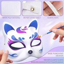 Prom Empty White Hand Painted Cat Mask, DIY Pulp Paper Face Mask Painted Fox Cat Mask, DIY Blank Cat Face Mask, Holiday Men And Women Hand Painted Graffiti Pulp Mask, Cat Mask, DIY Mask, Fox Face Hand Painted Mask, Animal Costume Accessories Mask, Party Mask, Holiday Carnival Party Gift - Multicolor - View 8