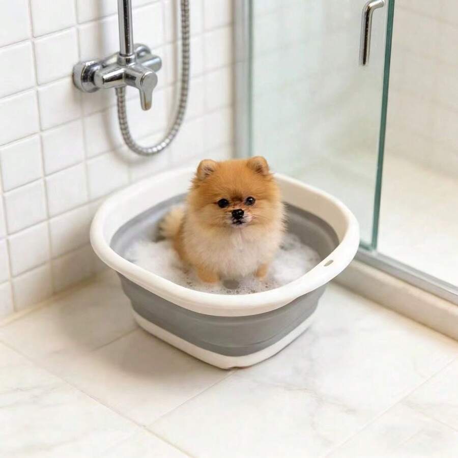 Foldable Pet Bathtub, Small Dog Bathing Basin With Drain, Collapsible Washing Tub, Laundry Basket, Cat & Dog Bathtub - Multicolor - View 1