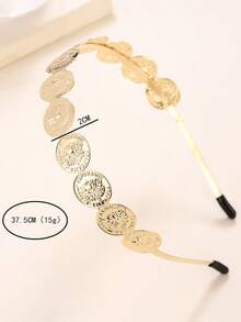 1pc Luxury Gold-Plated Arabic Women's Hair Accessory, Turkish Coin Shaped, Bridal Wedding Party Headpiece, Headband, Hair Hoop, Holiday Gift - Style 2 - View 6