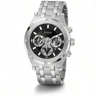Guess 1 pieza Reloj de cuarzo con correa de acero inoxidable para hombre, estilo de moda casual con función de cronógrafo, regalo ideal para festivales, cumpleaños, San Valentín, aniversario GW0260G1