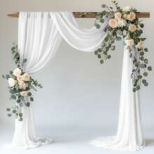 1pc 75*300cm/75*600cm Chiffon Curtain Fabric For Wedding Arch, Outdoor Window Curtain Backdrop, Transparent Arch Curtain, Suitable For Thanksgiving, Christmas, Wedding Ceremony, Party Ceiling Decor, Lavender Color Transparent Chiffon Curtain Fabric For Wedding Arch Decor - White - View 1