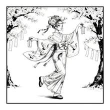 一本色彩缤纷的日本女性涂色书，采用日式风格，适合成人和青少年，温柔美丽，是生日礼物、返校礼物、文具、婚礼纪念品的绝佳选择。尺寸为7.9x7.9英寸，珍珠纸封面。 - 日本女人 - 查看 2