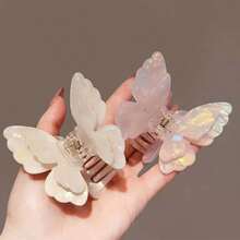 1pc/2pcs Cute Butterfly Retro Palace Style Party Luxury Acrylic Hair Claw, Elegant Elegant Dual-Layer Wings, Suitable For All Seasons - Multicolor - View 9