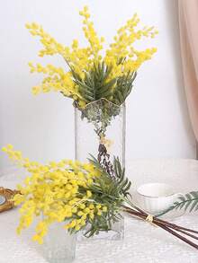 1pc High Quality Artificial Mimosa (Mimosa/Wattle), 19.69 Inches Long Spring Artificial Yellow Fuzzy Flower With Long Stem, Suitable For Vase Decor, Wedding Decoration, Home Decor And Various Occasions - Multicolor - View 5