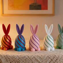 Set de 3 huevos giratorios de conejo - Combinación de colores al azar, adecuado para jugar en la oficina y decoración, regalo perfecto para añadir diversión a la vida - conejo - Ver 6