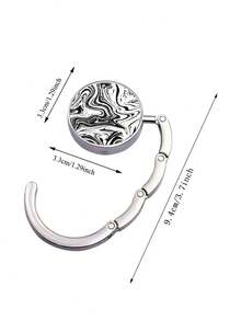 1pc Foldable Desktop Hanger - Zebra Pattern Decorative Hanging Hook For Home Office Dorm Wardrobe Desk Edge, Space-Saving Organizer For Coats Hats Scarves Towels Accessories And Small Items, Lightweight Portable Foldable Design With Quick Open/Close, Stylish Zebra Print Accent To Elevate Shelves Countertop And Entryway Decor - Black and White - View 5