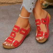 Pantuflas de unicolor grande para mujeres, nueva boca de pez, suela gruesa, hebilla de moda, pantuflas frescas de una línea, artículo de playa - Blanco - Ver 6