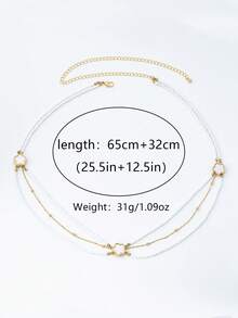 1 pieza Cadena de cintura con flores de metal de varias capas y cuentas, adecuada para usar en la playa y vacaciones, nueva llegada de primavera/verano, personalizada, joyería de estilo europeo y americano - Amarillo Oro - Ver 6