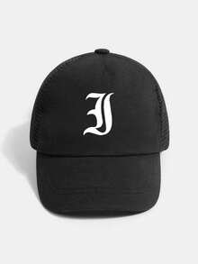 1顶个性化字母网眼棒球帽（1-3岁） - 字母可选A-Z，婴幼儿男女童休闲沙滩旅行防晒帽 - 黑色 - 查看 55