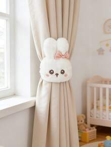 2 piezas/Juego Lindos Sujetadores de Cortina con Forma de Conejo de Poliéster Elástico para Decoración de Dormitorio y Guardería - Multicolor - Ver 2