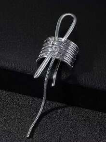 1pc Elegant Chain Hair Clip For Women, Ponytail Accessory Casual Bow Valentine's Day Valentines Claw Clips Hair Claws Hair Barrettes, School Stuff, Hair Accessories, Head Accessories, Hair Accessories For Women, Hair Slide - Silver - View 7