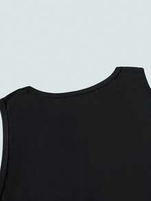 Modcrash 男士春夏上衣，雄心勃勃，标语印花，无袖上衣，春夏款 - 黑色 - 查看 4