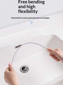 1 Set Drain Cleaning Tools, Clog Remover Stick, Including Flexible Drain Snake And Brush, Suitable For Sink And Shower Drain, Effectively Catch Hair And Clean Pipes, Applicable For Kitchen And Bathroom - White - View 9