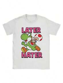 COOL SUMMER Supers Marios Yoshis Toad Later Hater T Shirts For Men 100 Cottonsss Funnysss TShirts Round Neck Game Anime Tee Shirt Clothing Gift Graphic Tees Men - 白色 - 查看 1