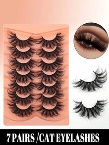 7对高仿真貂毛假睫毛 - 黑色 - 查看 6