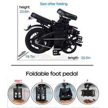 14-Inch Foldable Adult Electric Bicycle, 330 Lb Load Capacity, Maximum Speed 20 Mph, 48V Lithium Battery With Approximately 18-28 Miles Of Range, 14-Inch Tires, Portable Folding Design, Suitable For Outdoor Riding And Exercise, Urban Commuting, Removable Lithium Battery, Centrally Mounted Shock Absorber, Battery Level Display, Speed Switch, Adult Gift. - View 9