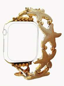 [Vacation Style Strap] 1pc Elastic Starfish Watch Band, Compatible With Apple Watch Bands 38/40/41/42/44/45/46/49mm, Zinc Alloy Stretch Strap, Suitable For Apple Watch Ultra 3/2/1 Series 1-11, Vacation Style Strap - Multicolor - View 1