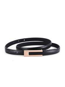 2条方形金色光滑扣皮带，时尚优雅，可搭配连衣裙、T恤、休闲裤和日常穿着。 - 平扣小腰帶 - 查看 18