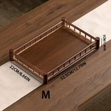 1pc Bamboo Serving Tray With Handle, Suitable For Breakfast, Dinner, Living Room Dining - Walnut-colored Wooden Pallet - View 10