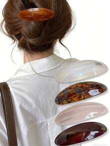 1个全新醋酸纤维发夹，优雅椭圆形弹簧夹顶部夹子，适用于发髻、马尾辫、发带 - 彩色 - 查看 9