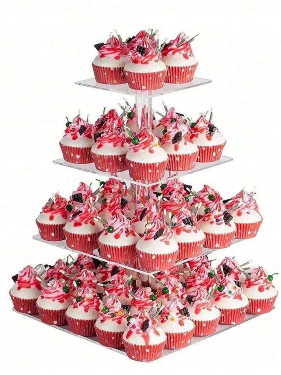 Multi-Tier Acrylic Cake Display Stand, Dessert Food Rack For Wedding, Birthday Party - Clear - View 1