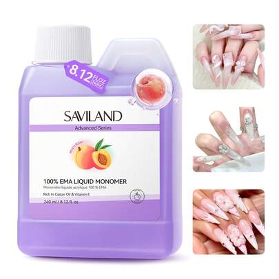  SAVILAND 240ML Pure EMA Monomer Acrylic Nail Liquid: Peach Scent Acrylic Liquid Nail Monomer Non-Yellowing Monomer For Acrylics Powder Nail Art