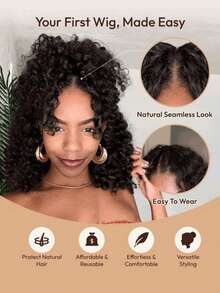 bling hair V Part Wig Human Hair Glueless No Leave Out Upgrade U Part Wigs Deep Wave Wig With Spiral End Deep Curly Wigs For Women Full Head Clip In Half Wigs 13x6 Deep Wave Lace Front Wigs Human Hair 250% Density 26 Inch - Natural Black - 查看 8