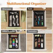 Lifewit Silverware Drawer Organizer Tray, Plastic Cutlery Storage For Kitchen, Flatware And Utensil Holder Divider For Spoons Forks Knives Tableware, 7.8 X 12.4", 4 Slots, Black - Màu A - Xem 7